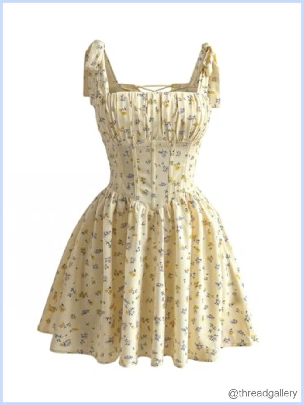 Boho Floral Corset Mini Tank Dress Lace Up Tie Shoulder Summer Festival